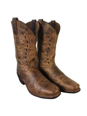 Laredo Sandoval Buckstitch Mens Brown Leather Cowboy Boots 9 EW Extra Wide